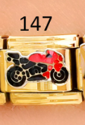 CHARM ITALIANO 18K ACERO INOX.9*10MM MOTO