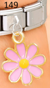 CHARM ITALIANO 18K GOLD-SILVER ACERO INOX.9*10MM FLOR ROSA