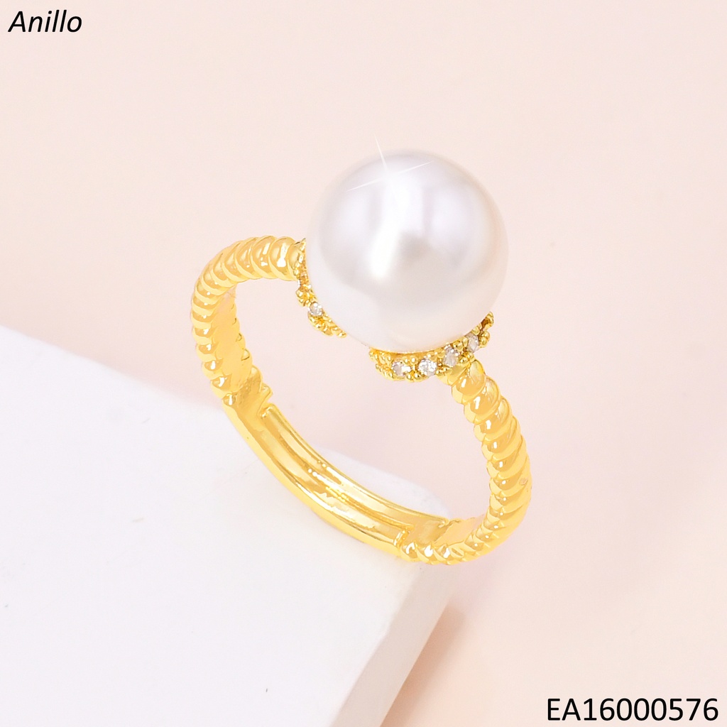 ANILLO DORADO TORNEADO PERLA CENTRO RE319-9