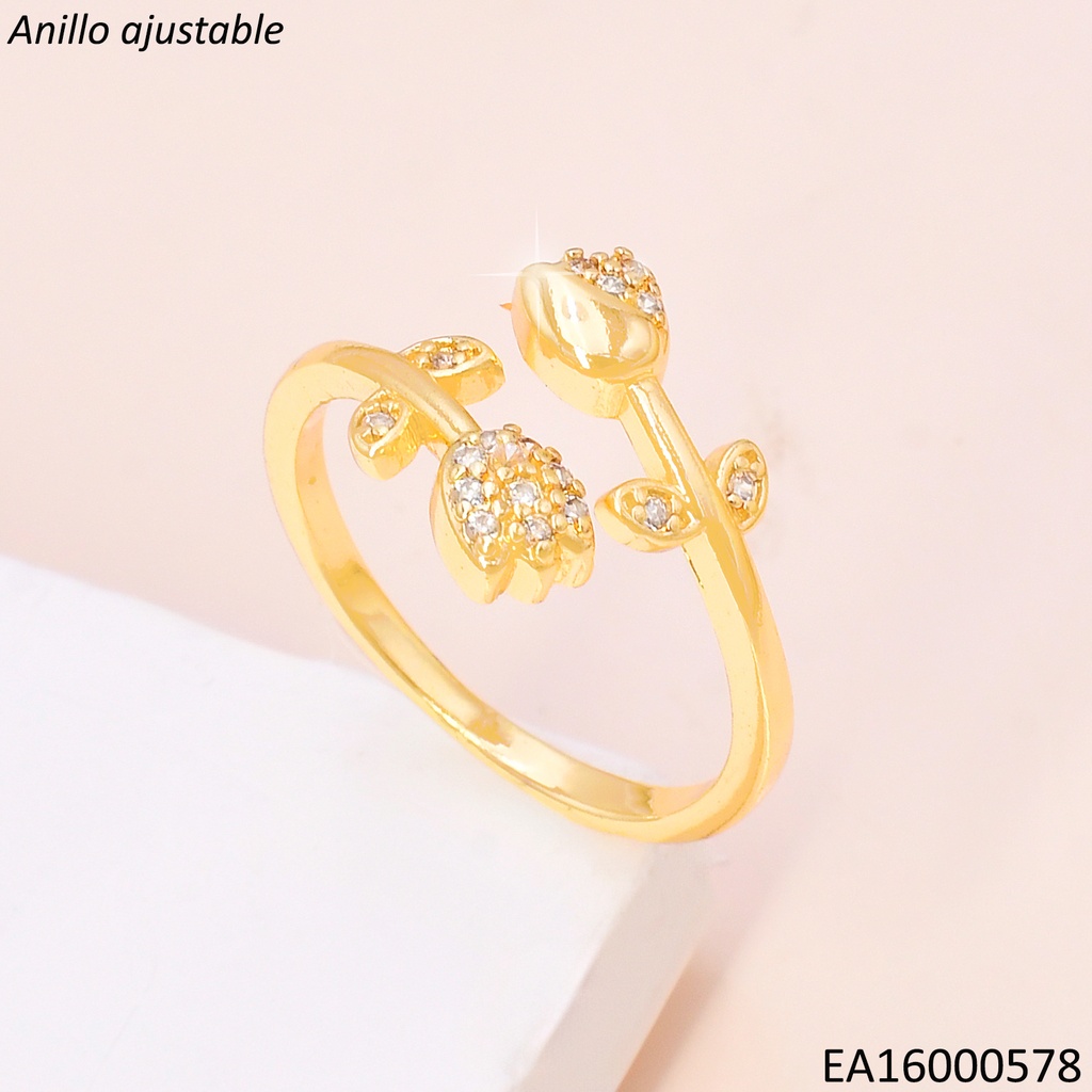 ANILLO DOR DOBLE TULIPAN HORIZONTAL RE315-9