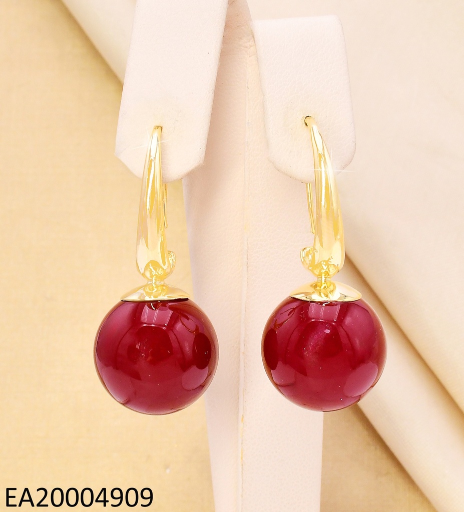 ARETES DOR LINEA LISA/PELOTA GR ROJA COLGANTE EE5125-355