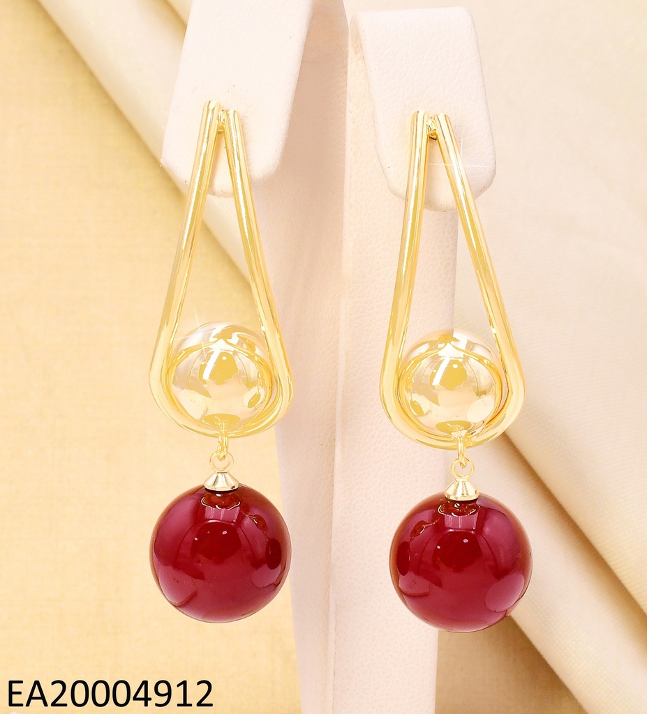 ARETES DOR CROQUI GOTA/ PELOTITA DOR/PELOT ROJA COLGANTE EE5117-355