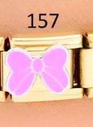 CHARM ITALIANO 18K ACERO INOX.9*10MM LAZO FUCSIA