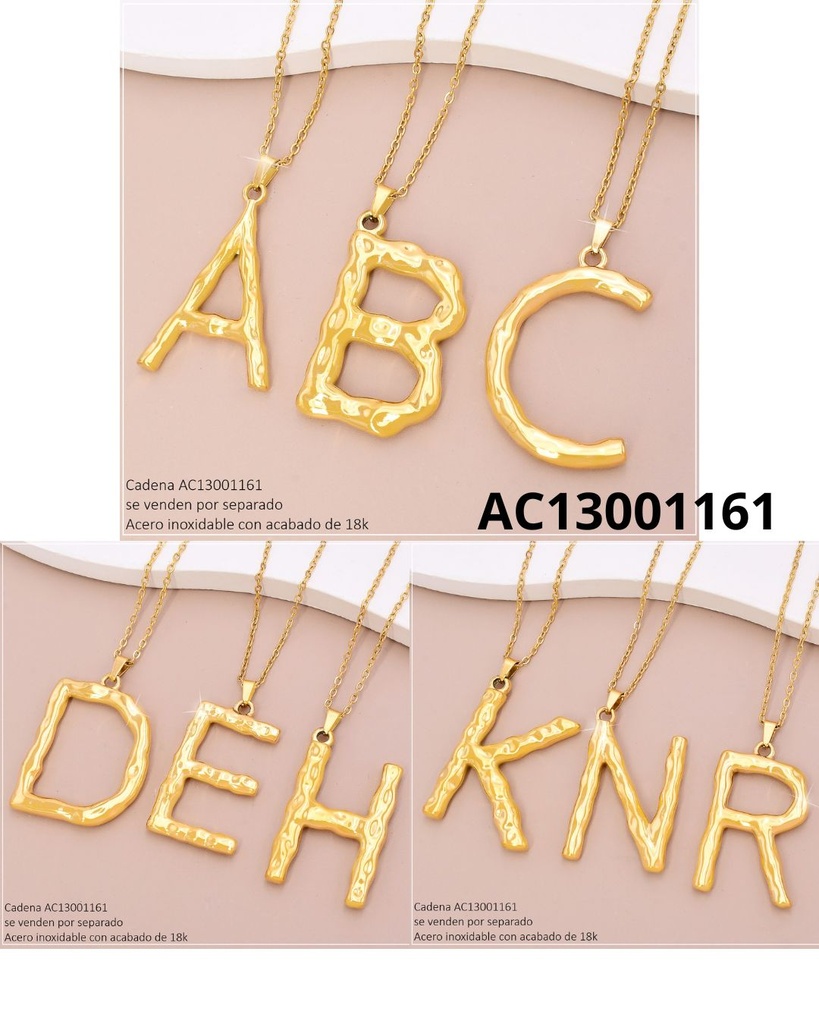 CADENAS C/DIJE INICIALES  (ACERO INOX. ACABADO 18K.) P25070031