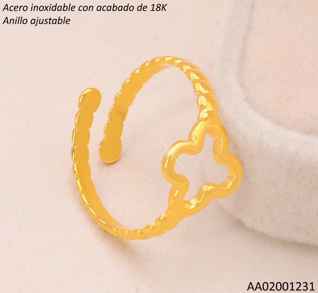 ANILLO ACERO INOX. ACABADO 18K.CROQUI VAN CLEEF P25070108