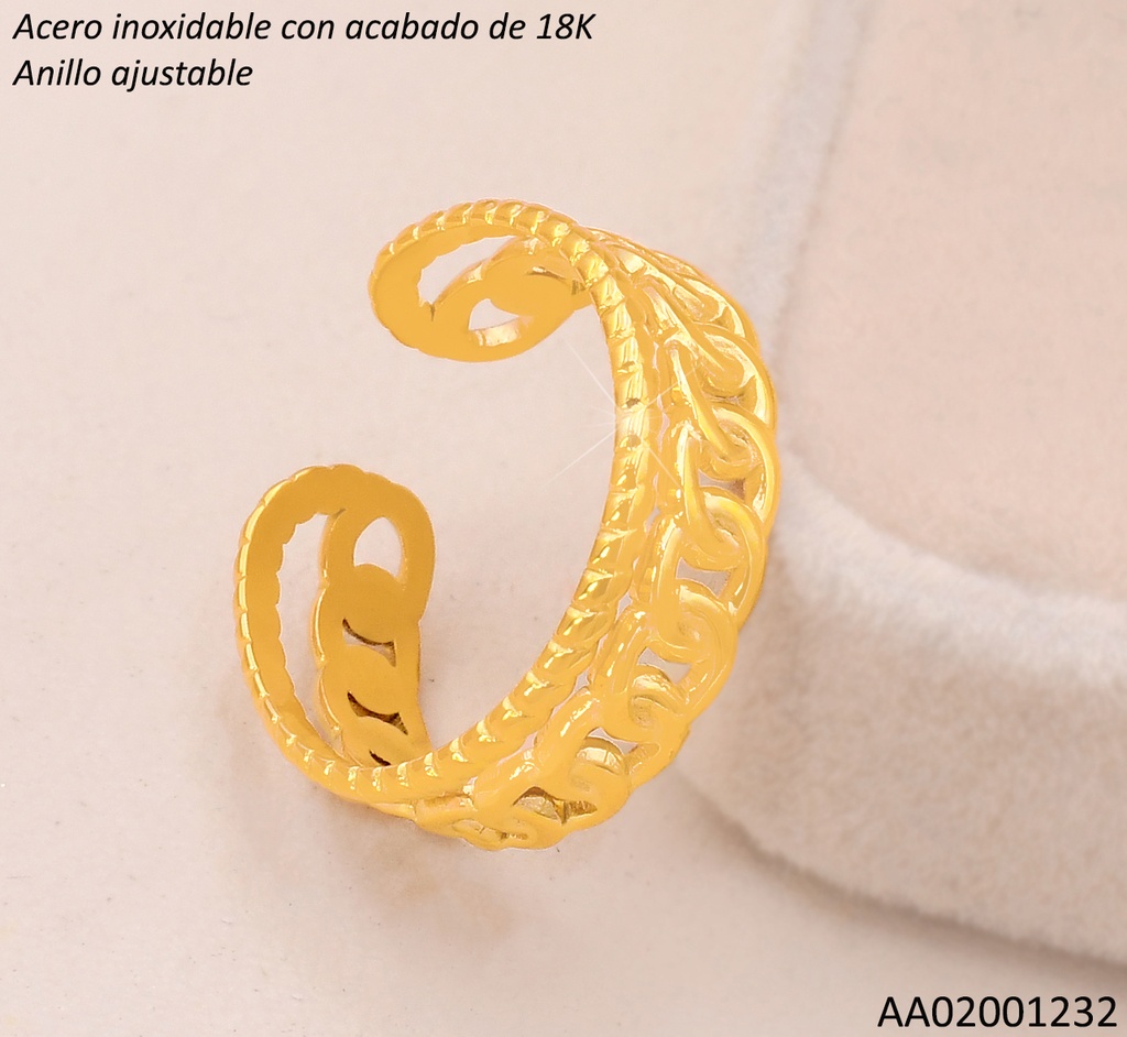 ANILLO ACERO INOX. ACABADO 18K.MARTILLADO/TORNEADO P25070110