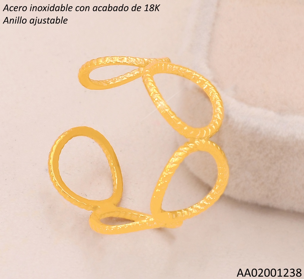 ANILLO D/P ACERO INOX. ACABADO 18K."O"TORNEADAS P25070114