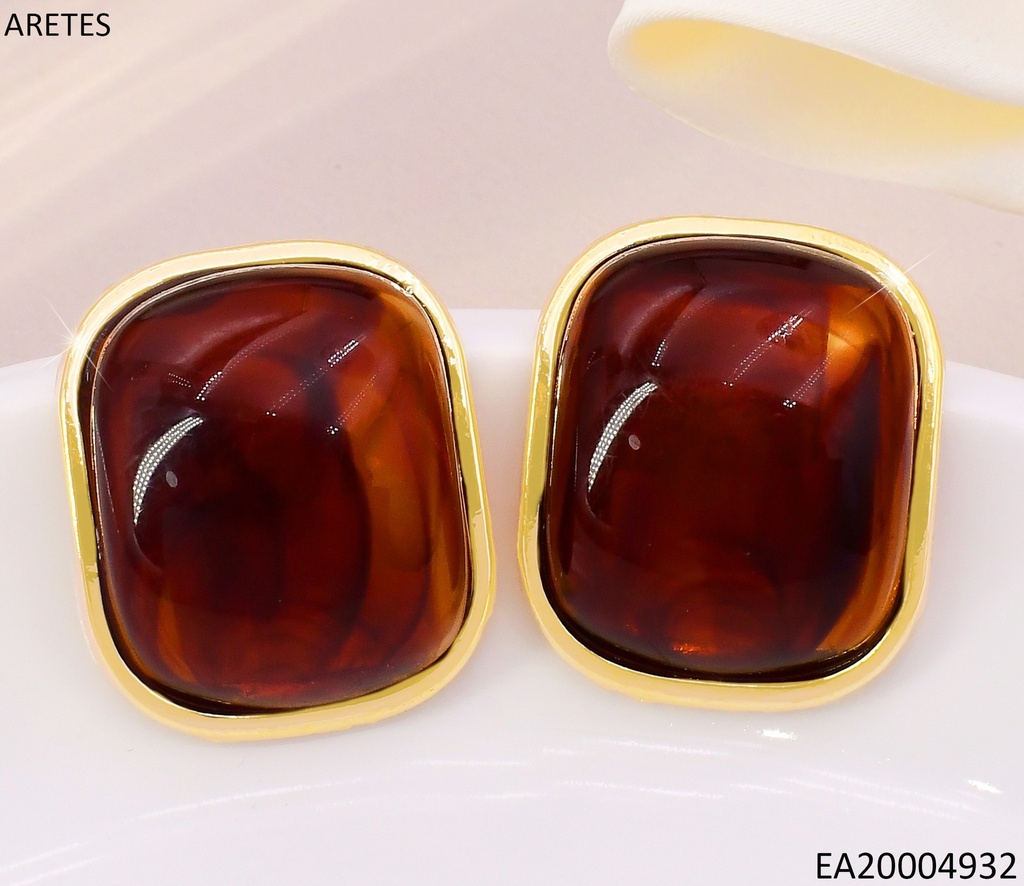 ARETES PIEDRA CUADROS CAFES EE5145-355