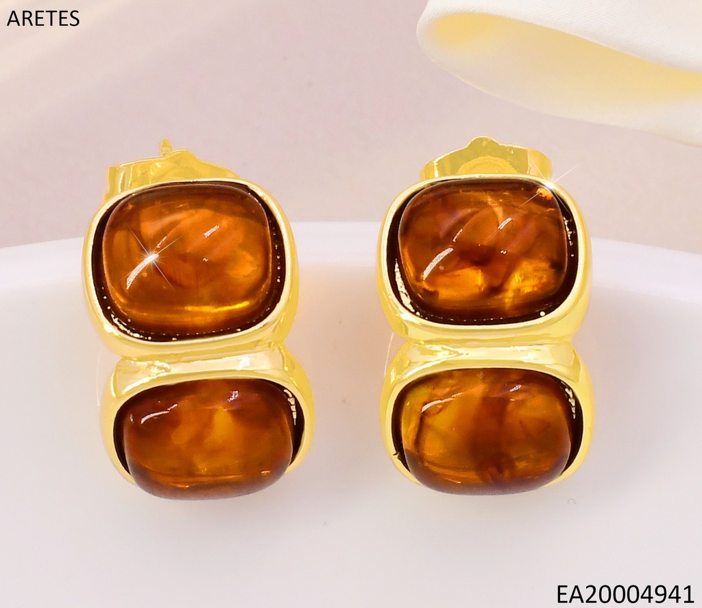 ARETES PIEDRAS 2 CUADROS PQ.CAFE VERTICAL EE5159-120