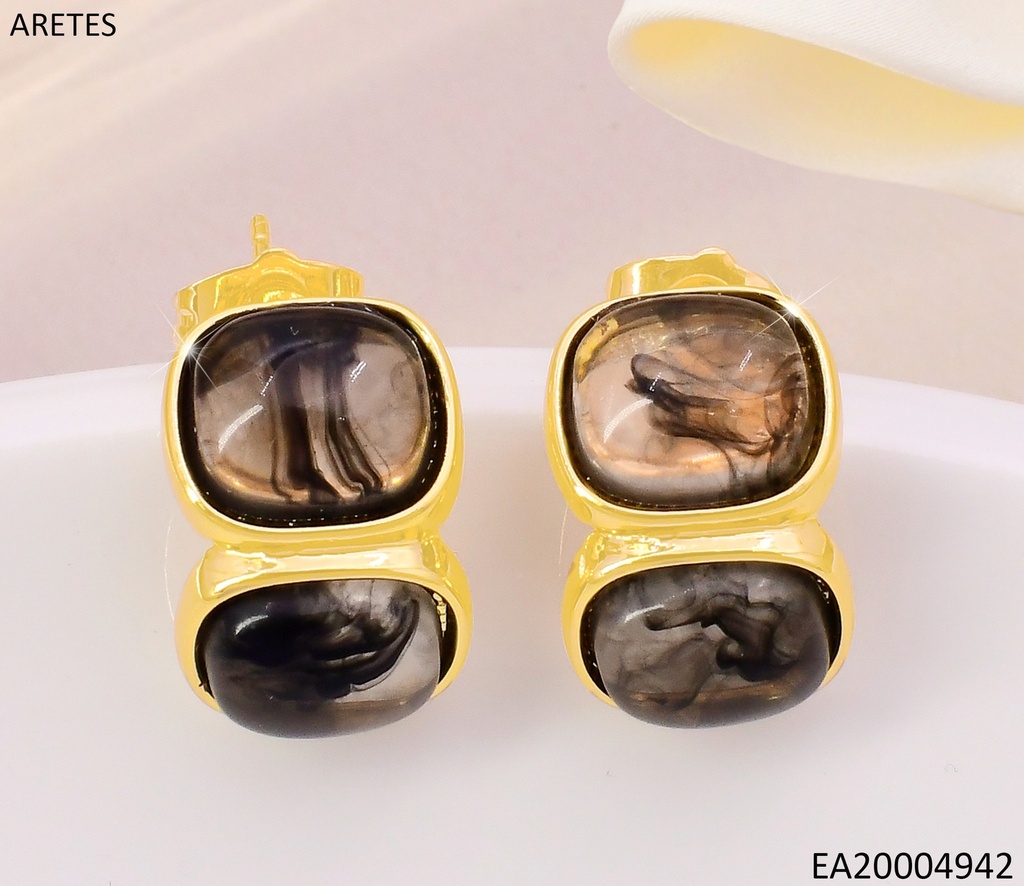 ARETES PIEDRAS 2 CUADROS PQ.NEGRAS VERTICAL EE5160-120