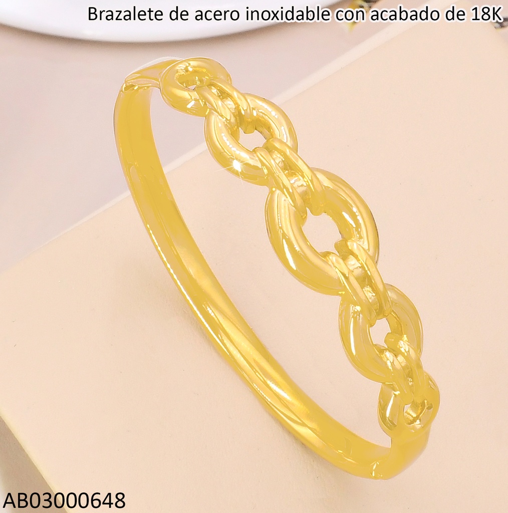 BRAZALETE ACERO INOX. ACABADO 18K. ESLAB. CAD OV P25070105