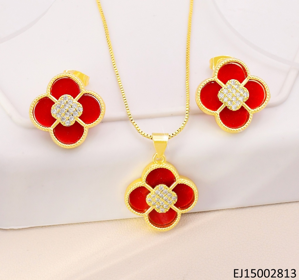 SET VAN CLEEF ROJO CENTRO RD. ZIRCONIAS SE1109-9