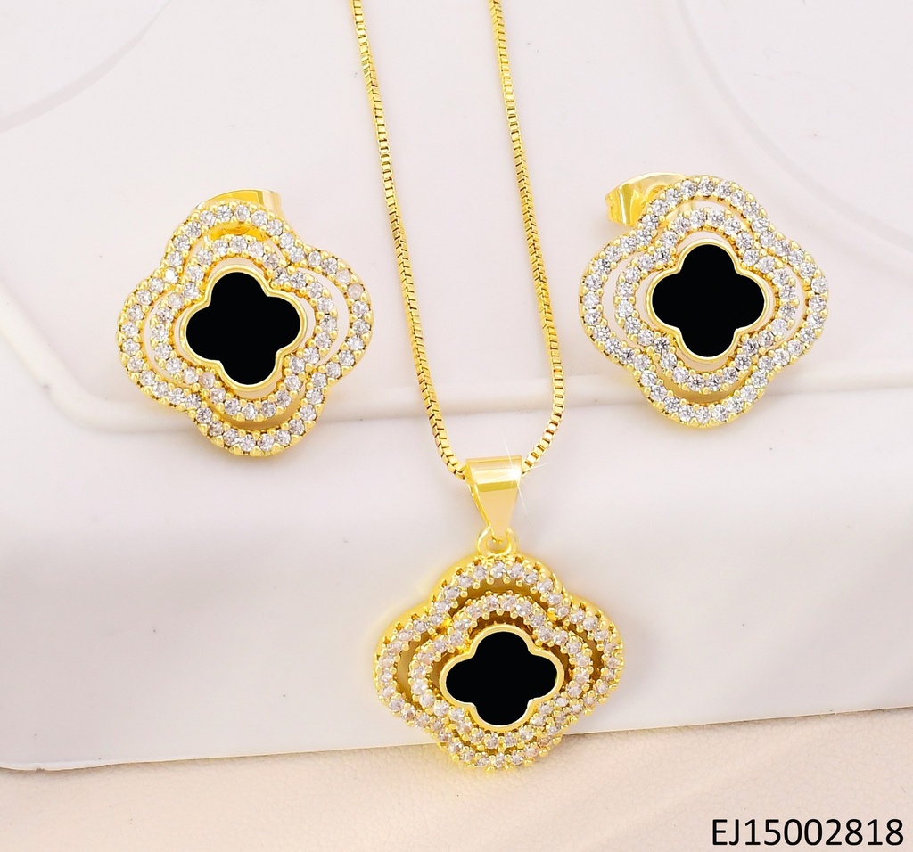 SET VAN CLEEF NEGRO DOBLE BORDE ZIRCONIAS SE1084-9