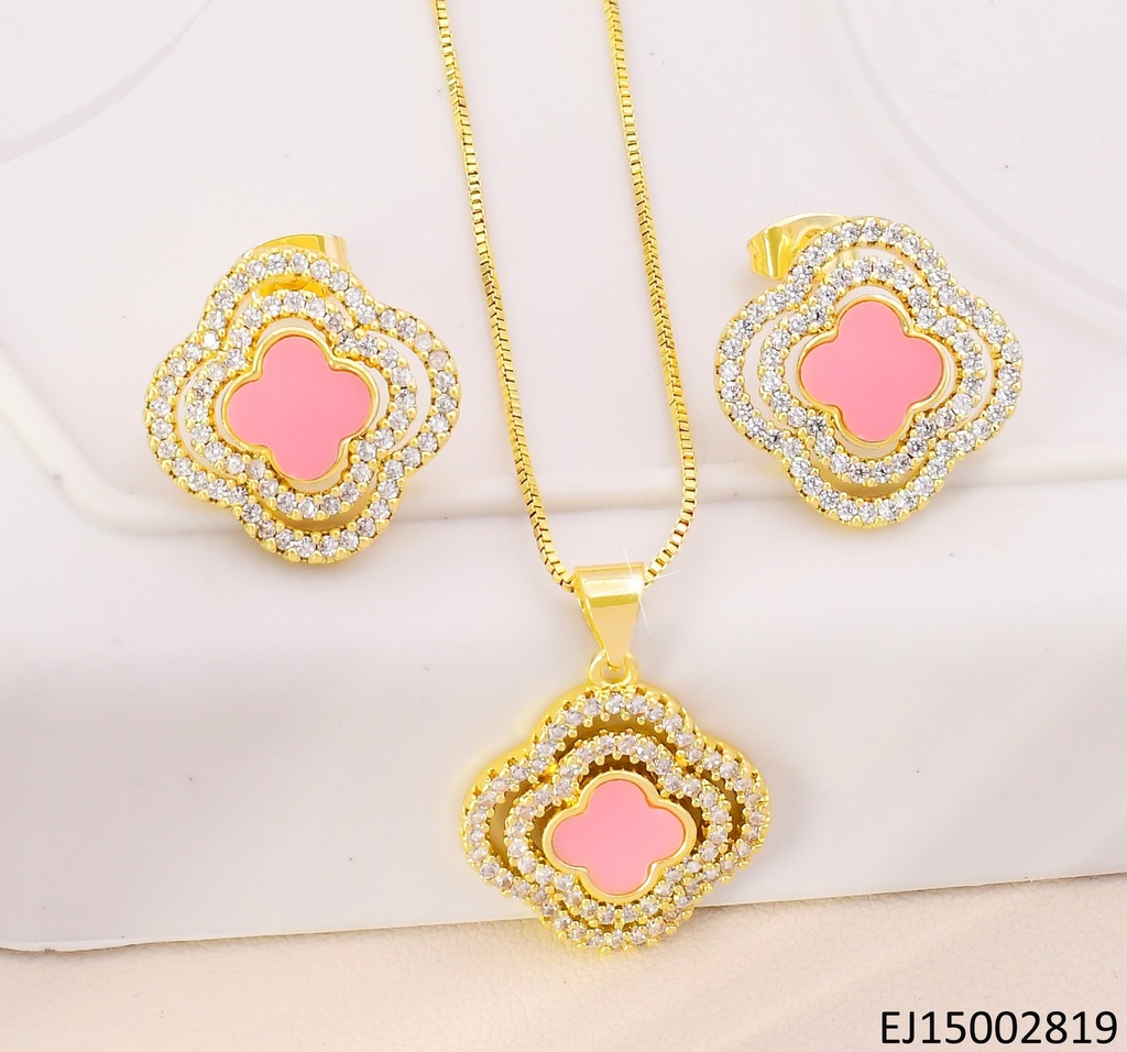 SET VAN CLEEF ROSA DOBLE BORDE ZIRCONIAS SE1085-9
