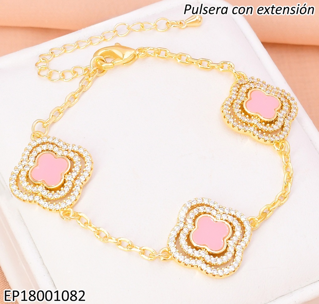 PULSERA DOR DOBLE CROQUI VAN CLEEF ZIRC/ VAN CLEEF CENTRO ROSA BE642-9