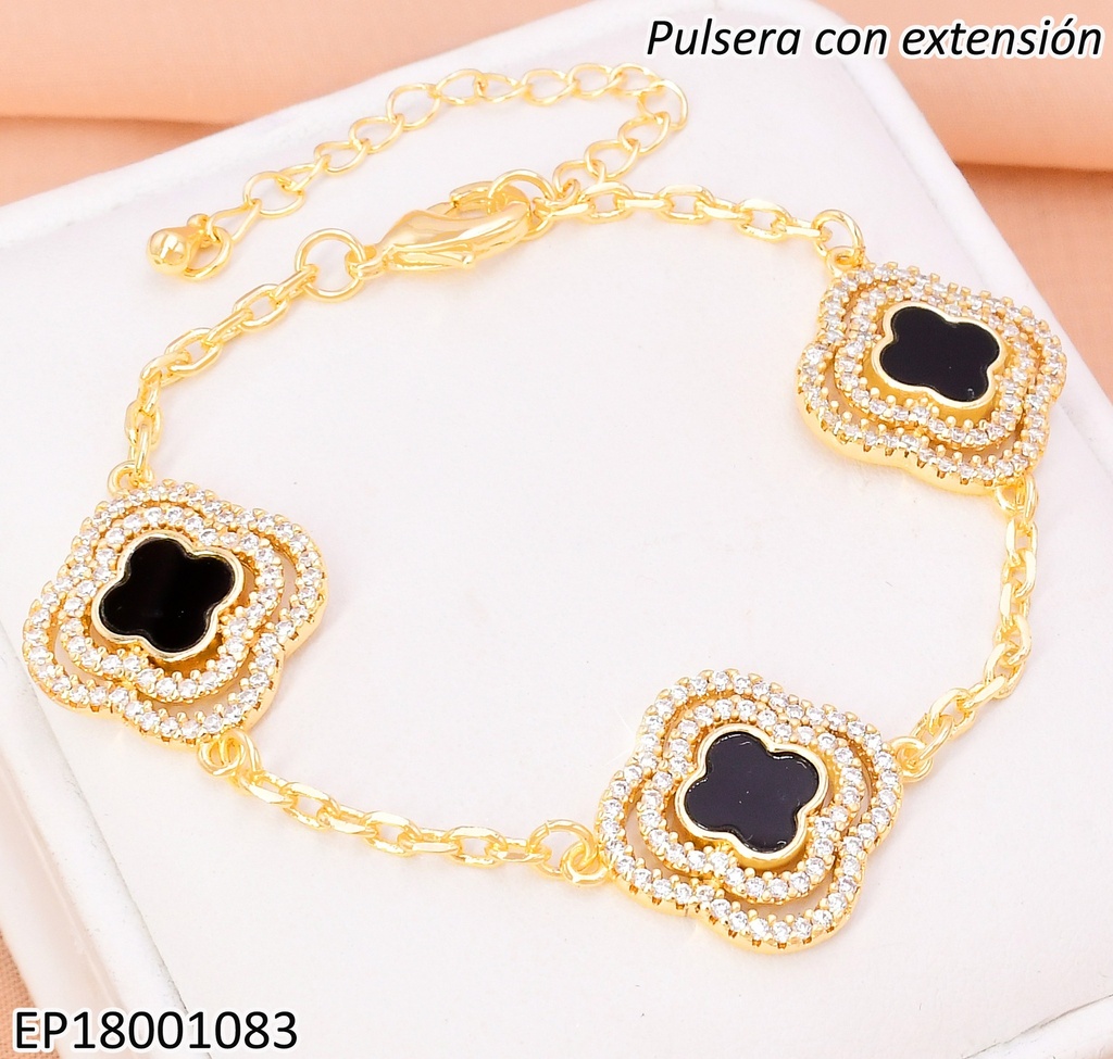PULSERA DOR DOBLE CROQUI VAN CLEEF ZIRC/ VAN CLEEF CENTRO NEGRA BE643-9