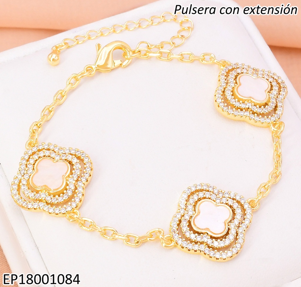 PULSERA DOR DOBLE CROQUI VAN CLEEF ZIRC/ VAN CLEEF CENTRO NACAR BE645-9