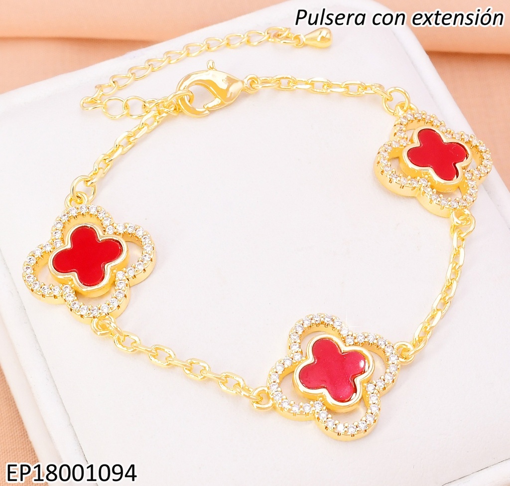 PULSERA DOR VAN CLEEF CROQUI ZIRC/ VAN CLEEF ROJO BE634-9
