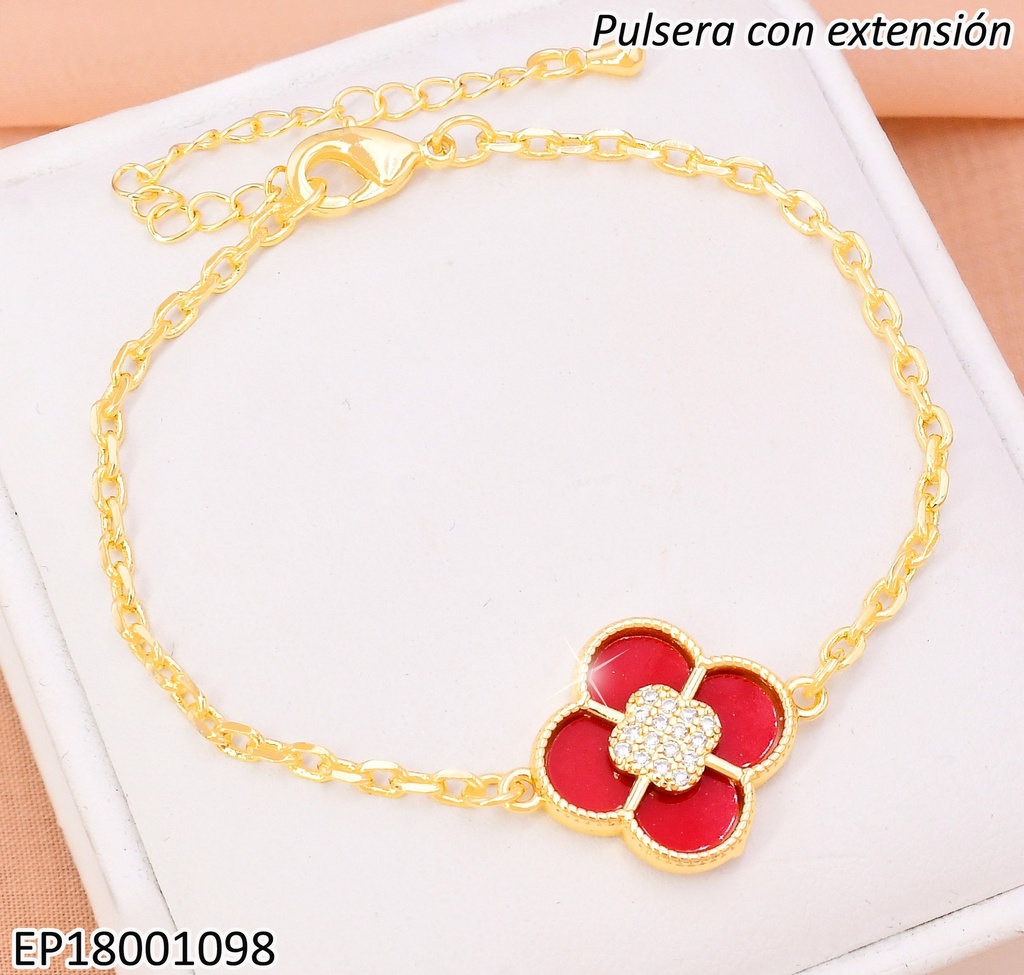 PULSERA VAN CLEEF ROJOS CENTRO CUADRO ZIRCONIAS BE622-9