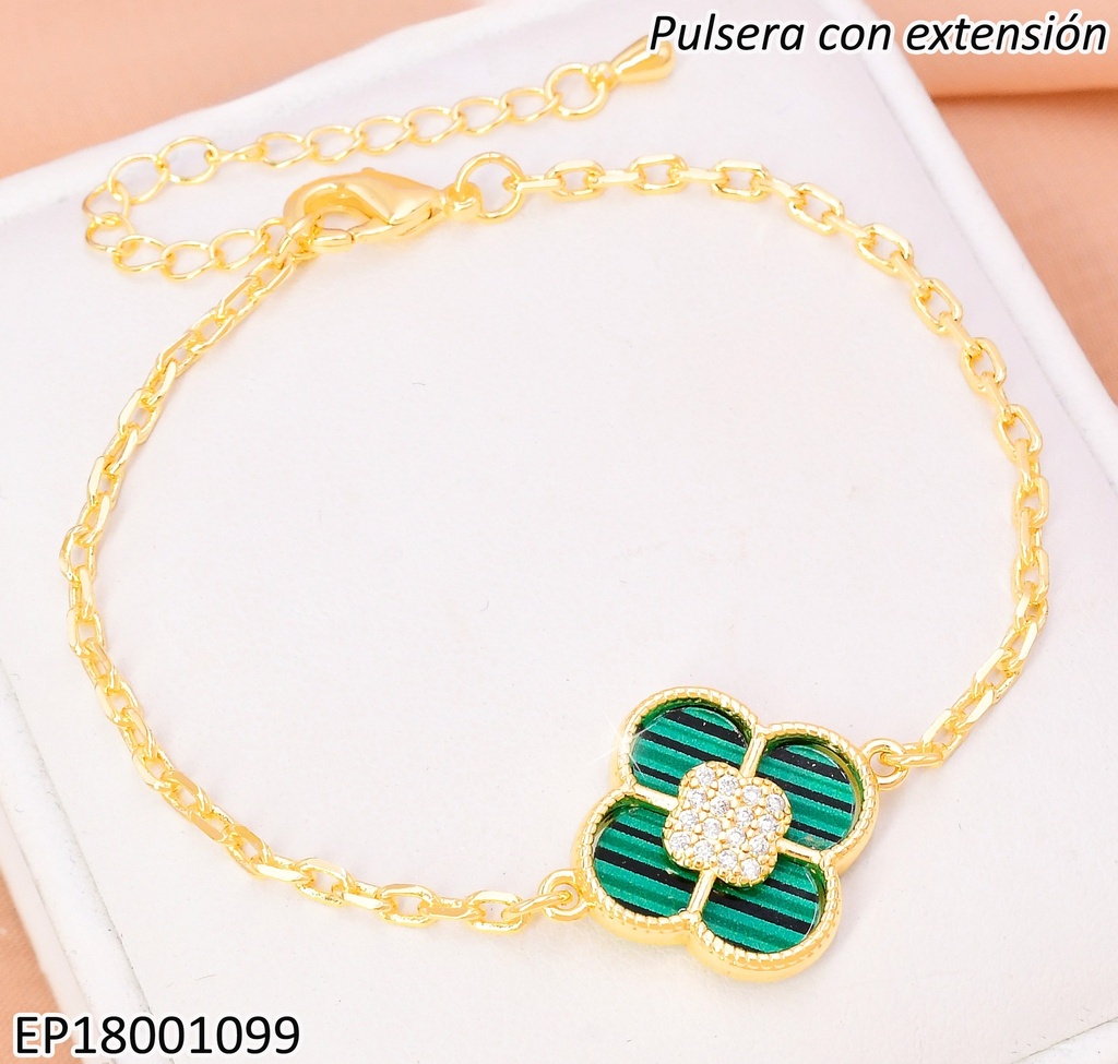PULSERA VAN CLEEF VERDE CENTRO CUADRO ZIRCONIAS BE623-9