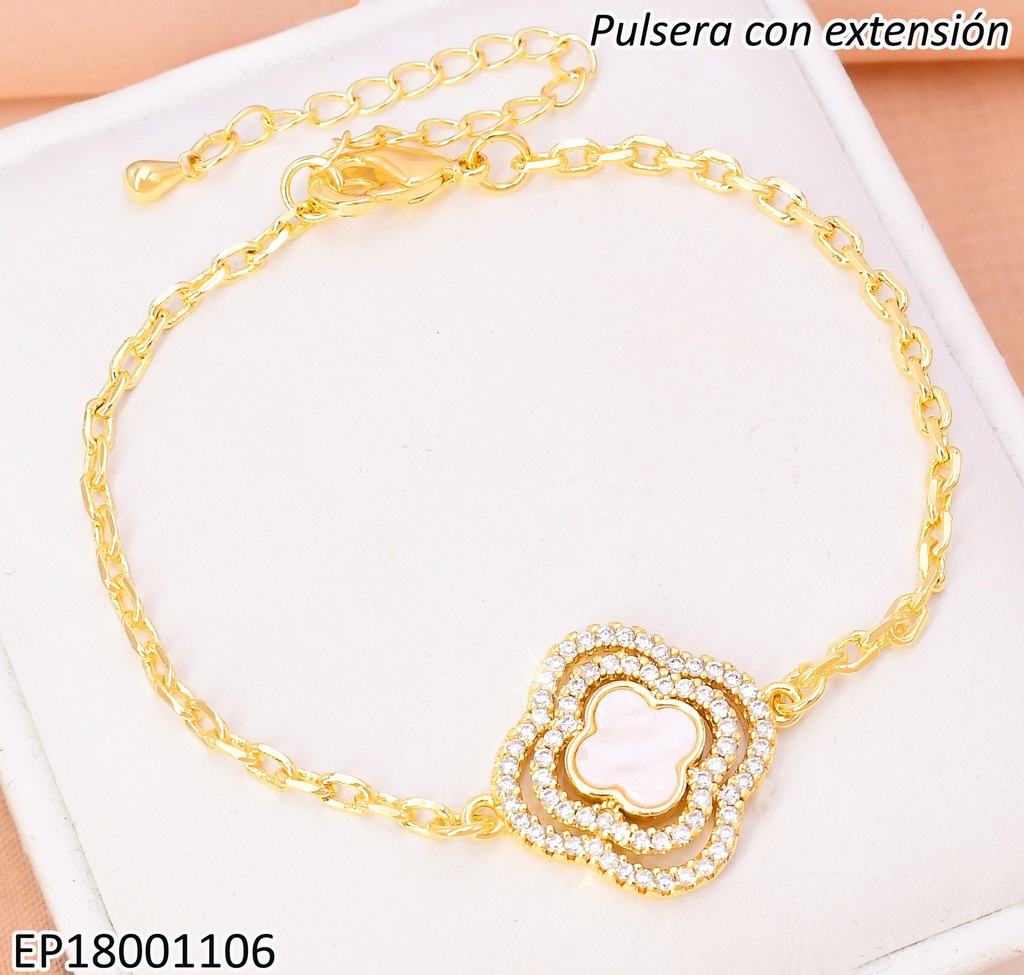 PULSERA DOR DOBLE CROQUI VAN CLEEF ZIRC/ VAN CLEEF CENTRO NACAR BE641-9
