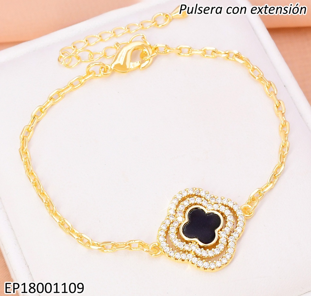 PULSERA DOR DOBLE CROQUI VAN CLEEF ZIRC/ VAN CLEEF CENTRO NEGRO BE639-9