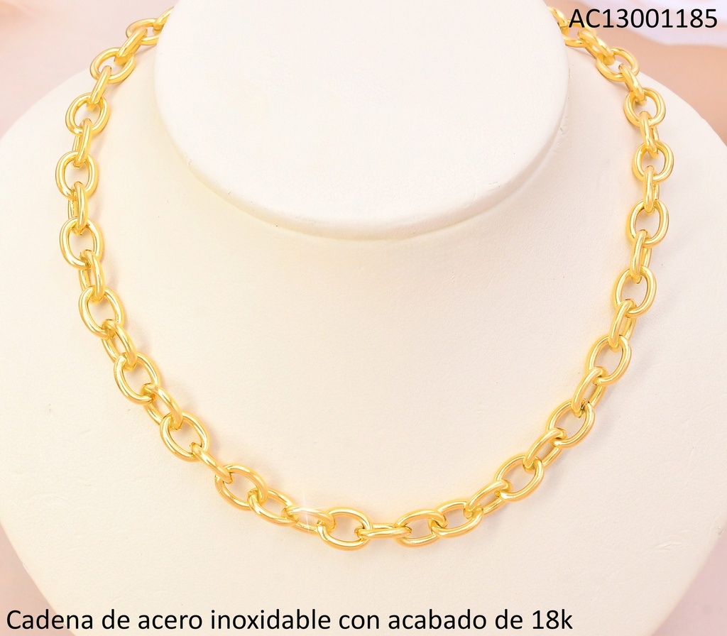 CADENA ACERO INOXIDABLE ACABADO 18K DORADA DISEÑO BILBAINA P25070024001