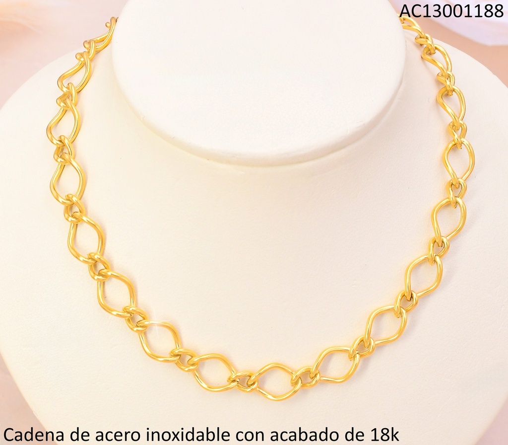 CADENA ACERO INOXIDABLE ACABADO 18K ESLABONES TORNEADOS P25070026001