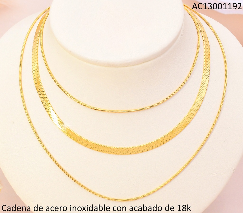 CADENA ACERO INOXIDABLE ACABADO 18K  SERPIENTE/COLA RATON P25070222001