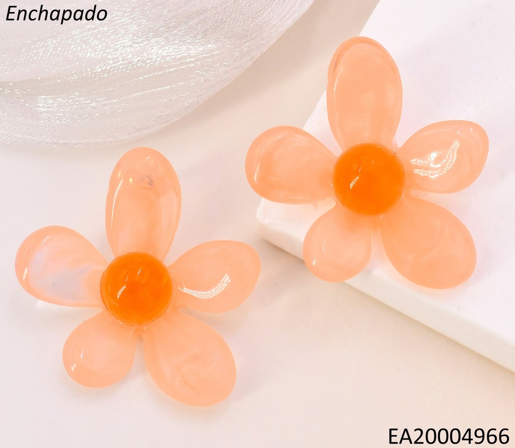 ARETES RESINA FLOR 5 PETALOS ROSADA /CENTRO CAFE EE5102-301