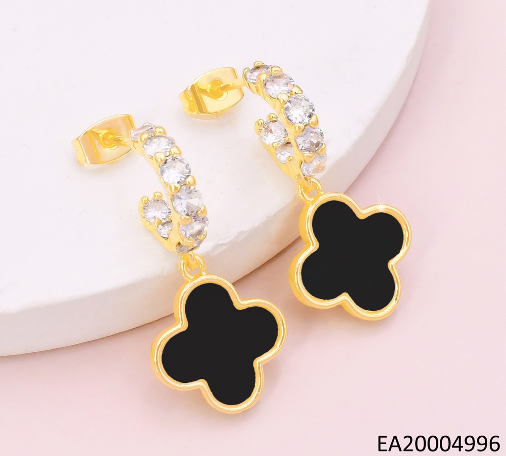 ARETES HUGGIES ZIRCONIAS VAN CLEEF NEGROS EE4105-9