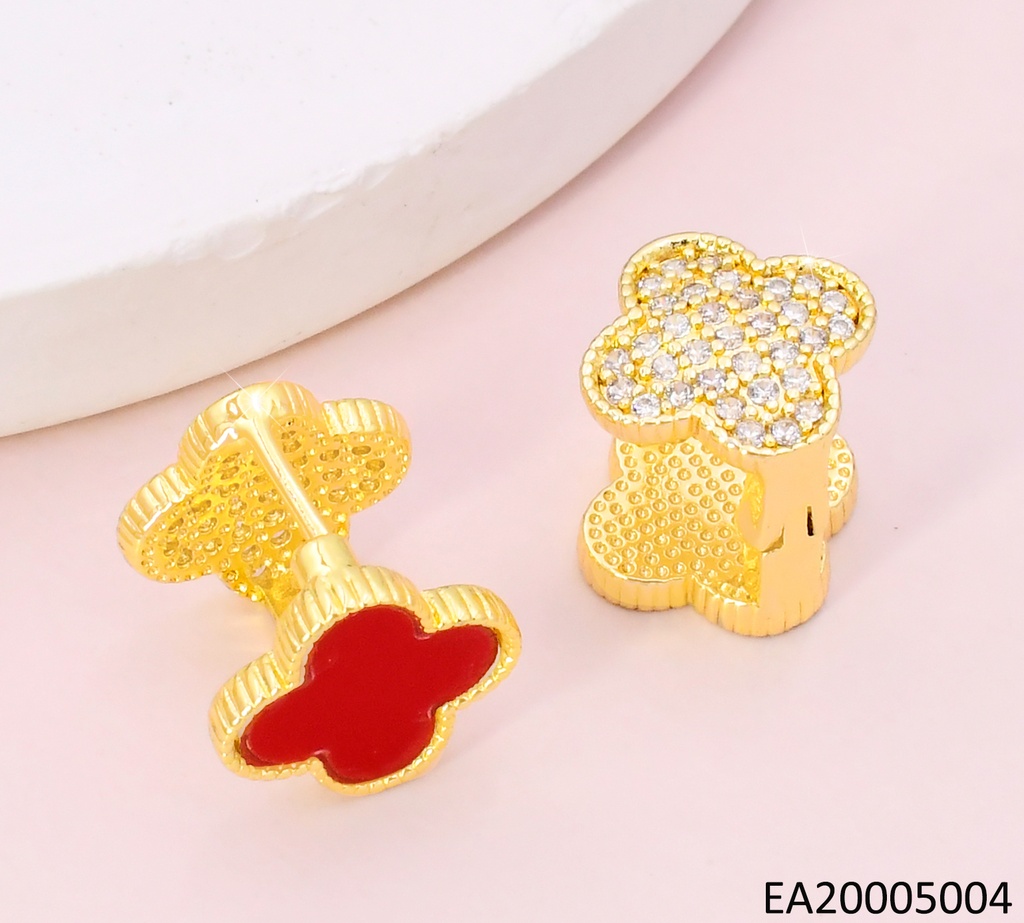 ARETES CLIP DOBLE VAN CLEEF ZIRCONIA/ROJ EE4148-9