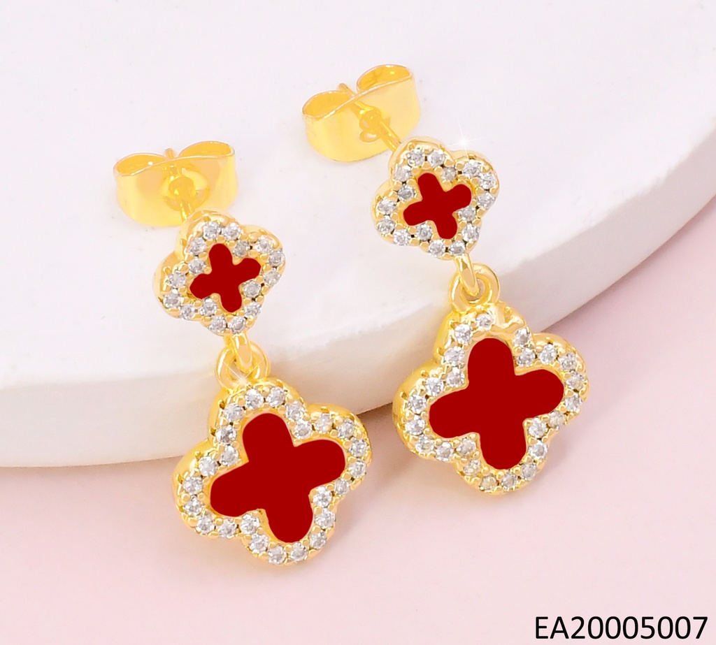 ARETES VAN CLEEF (2) VERT.ROJO BORDE ZIRC. EE4151-9