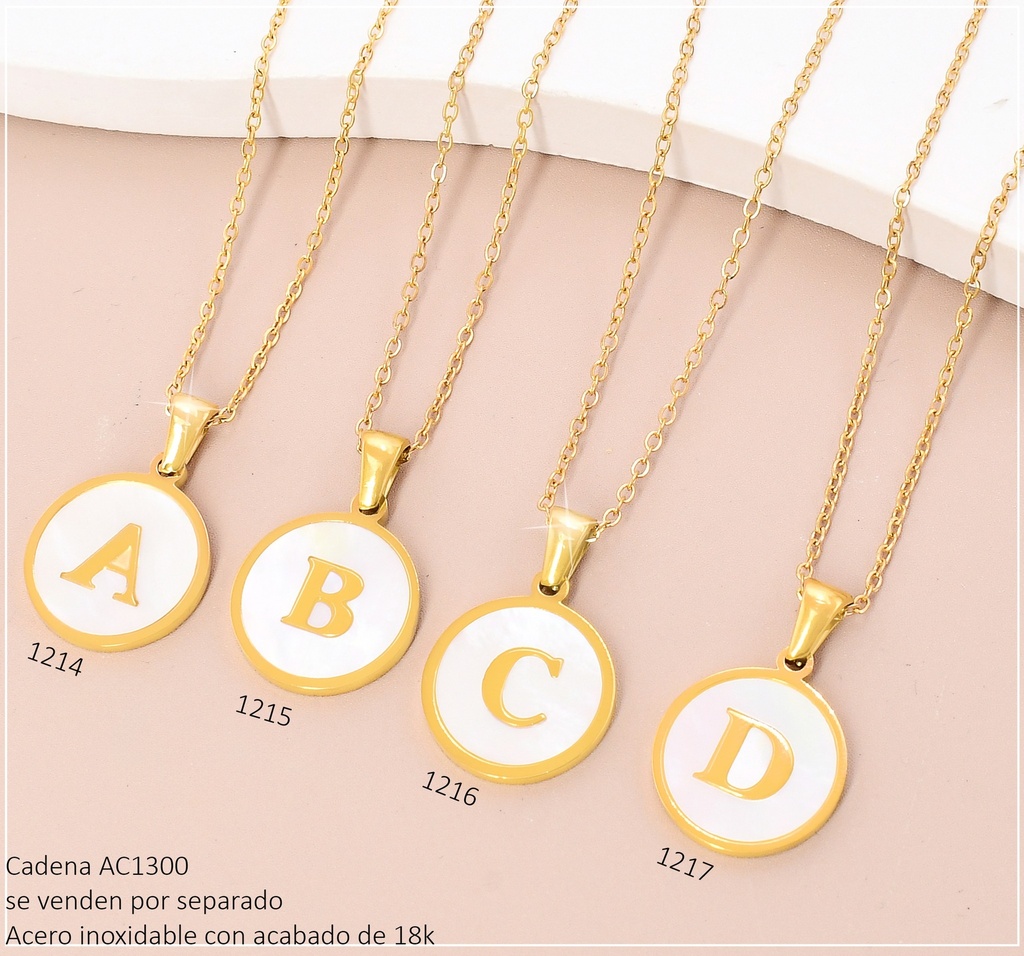 CADENA ACERO INOX. ACABADO 18K.INICIAL "D" DIJE RD P25061368