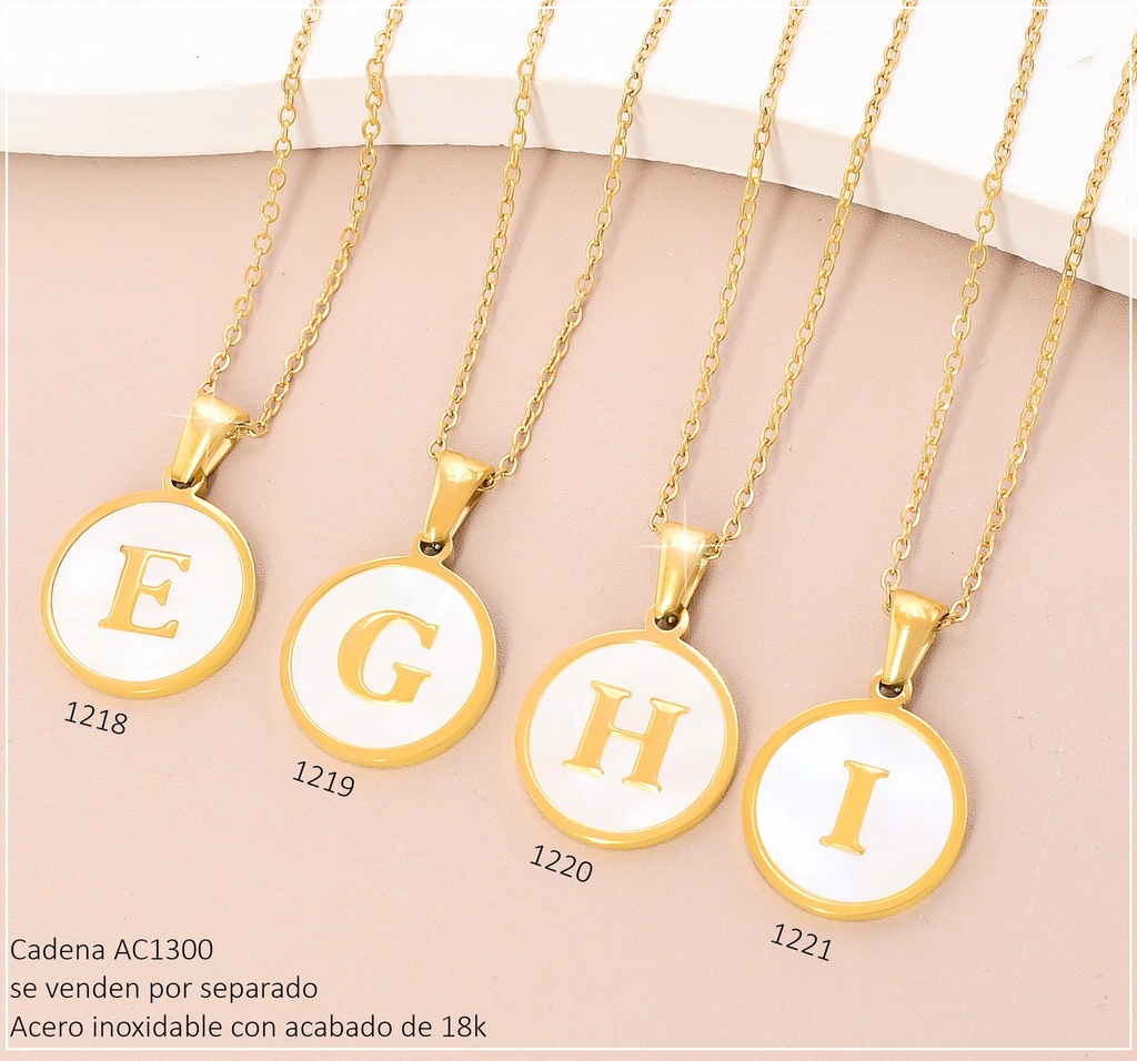 CADENA ACERO INOX. ACABADO 18K.INICIAL "I" DIJE RD P25061368