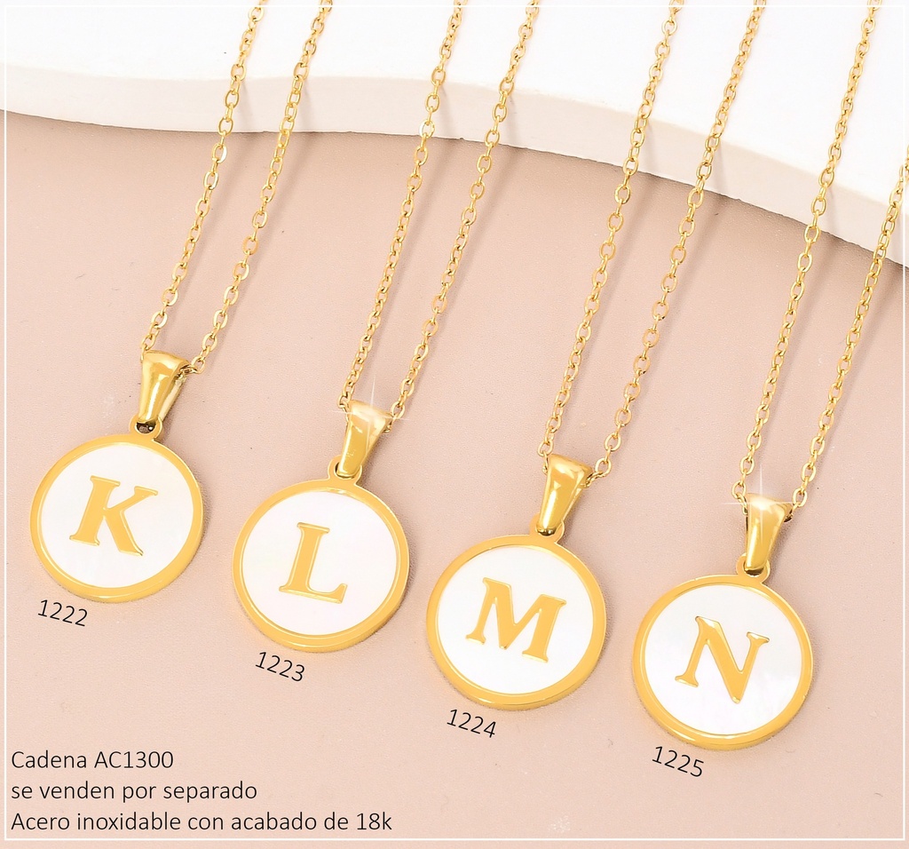 CADENA ACERO INOX. ACABADO 18K.INICIAL "N" DIJE RD P25061368