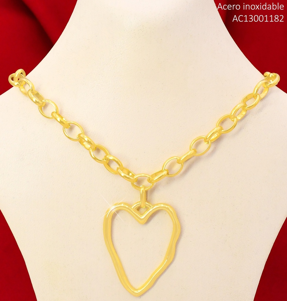 CADENA DORADA DIJE CROQUI CORAZON CA495-45