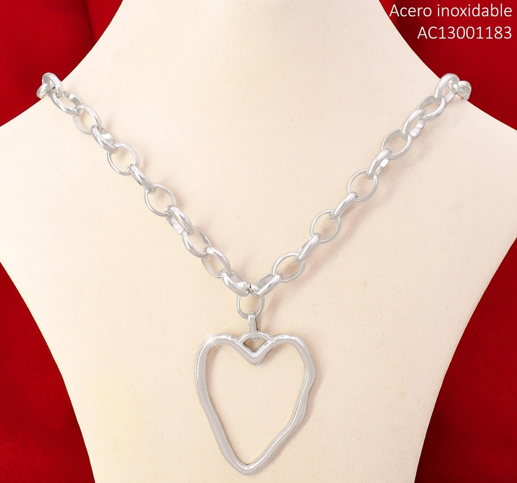 CADENA PLATEADA DIJE CROQUI CORAZON CA496-45