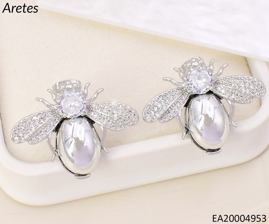 ARETES PLAT.ABEJA ALAS-CABEZA ZIRCONIAS EE5024-268