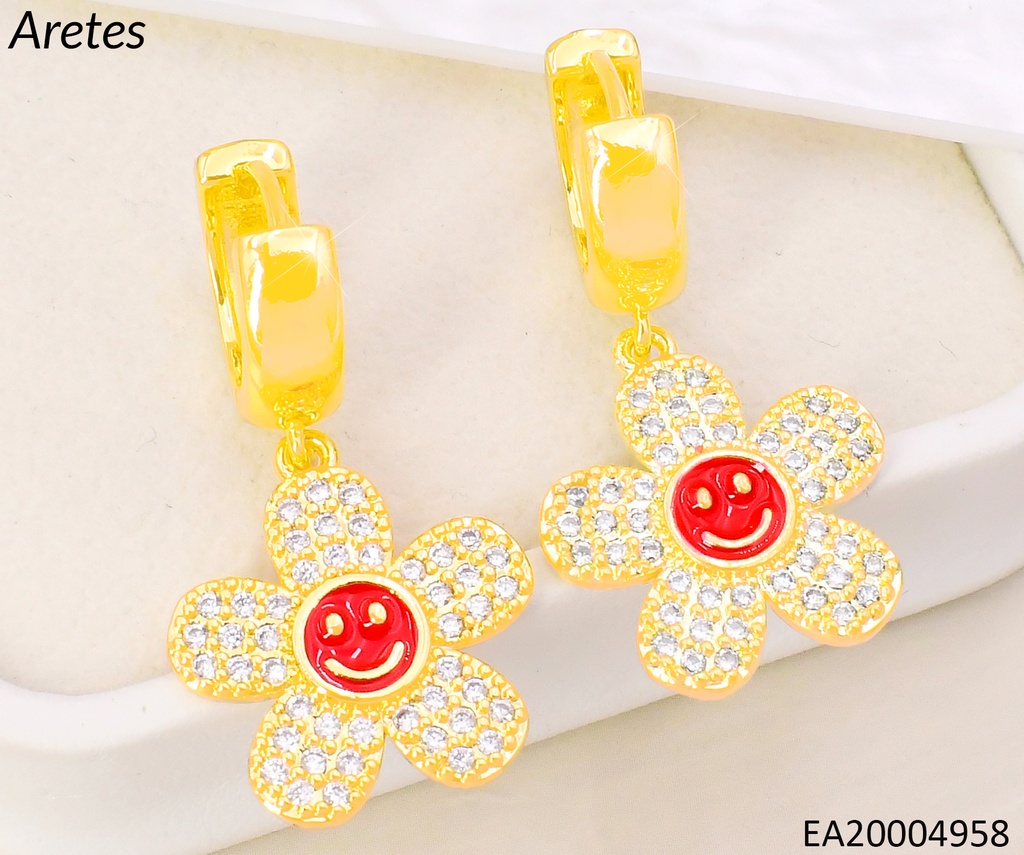 ARETES HUGGIES C/FLOR CARITA FELIZ EE5072-268