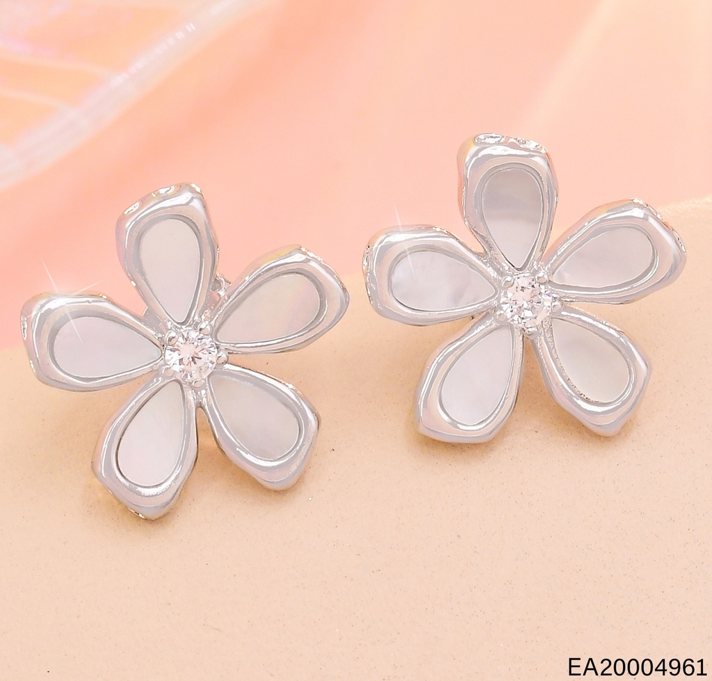 ARETES PLAT.FLOR NACAR C/ZIRC.RD EE5097-268
