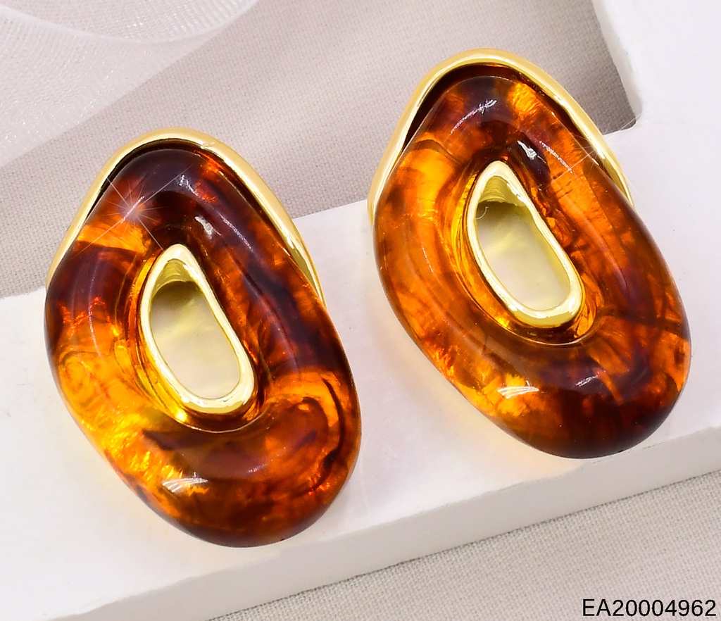 ARETES DOR OVALO IRREGULAR CAFE EE5119-420