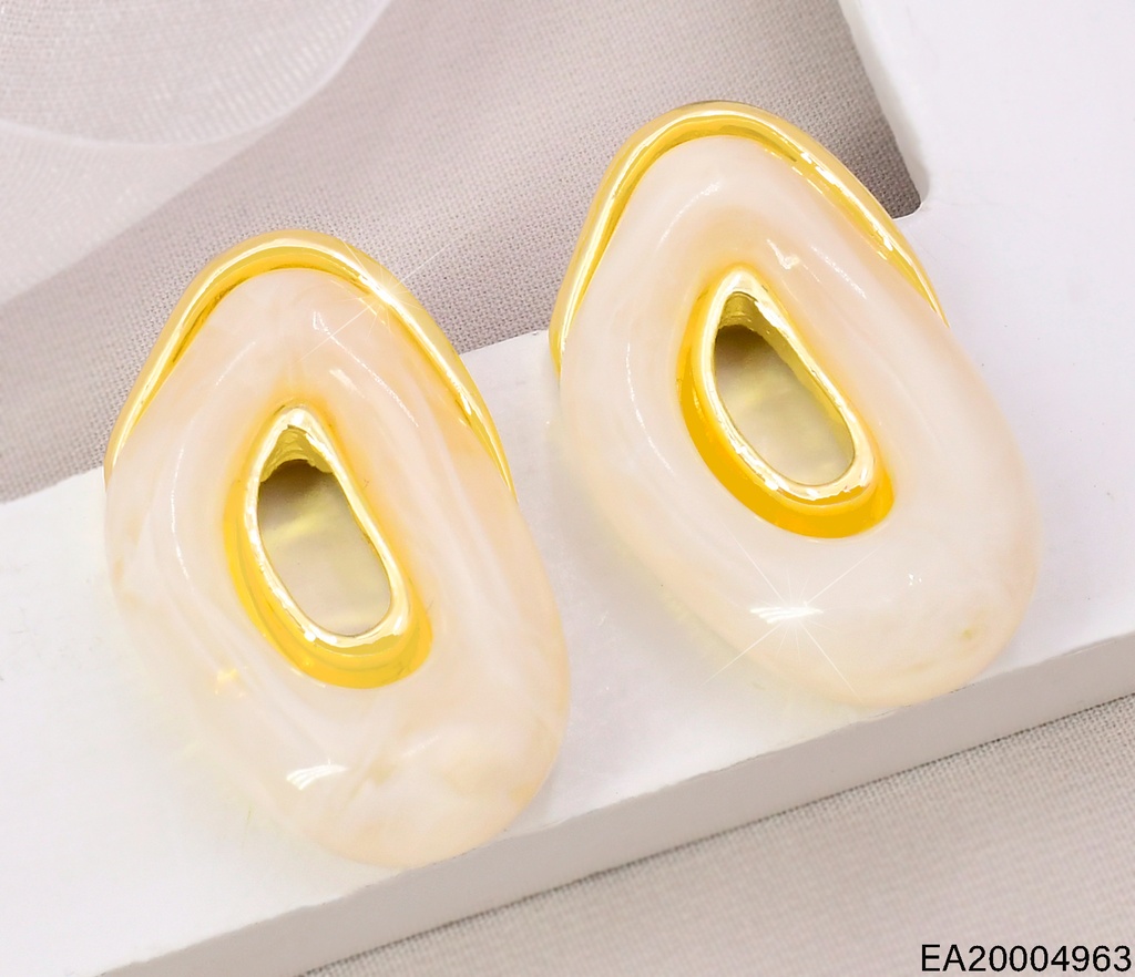 ARETES DOR OVALO IRREGULAR BLANCO EE5120-420