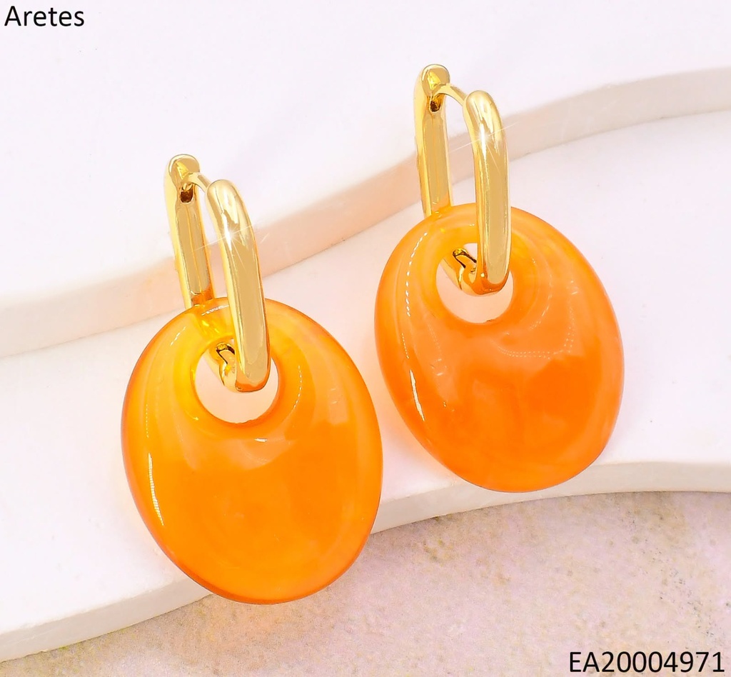 ARETES DOR OVALO RESINA NARANJA EE5133-420