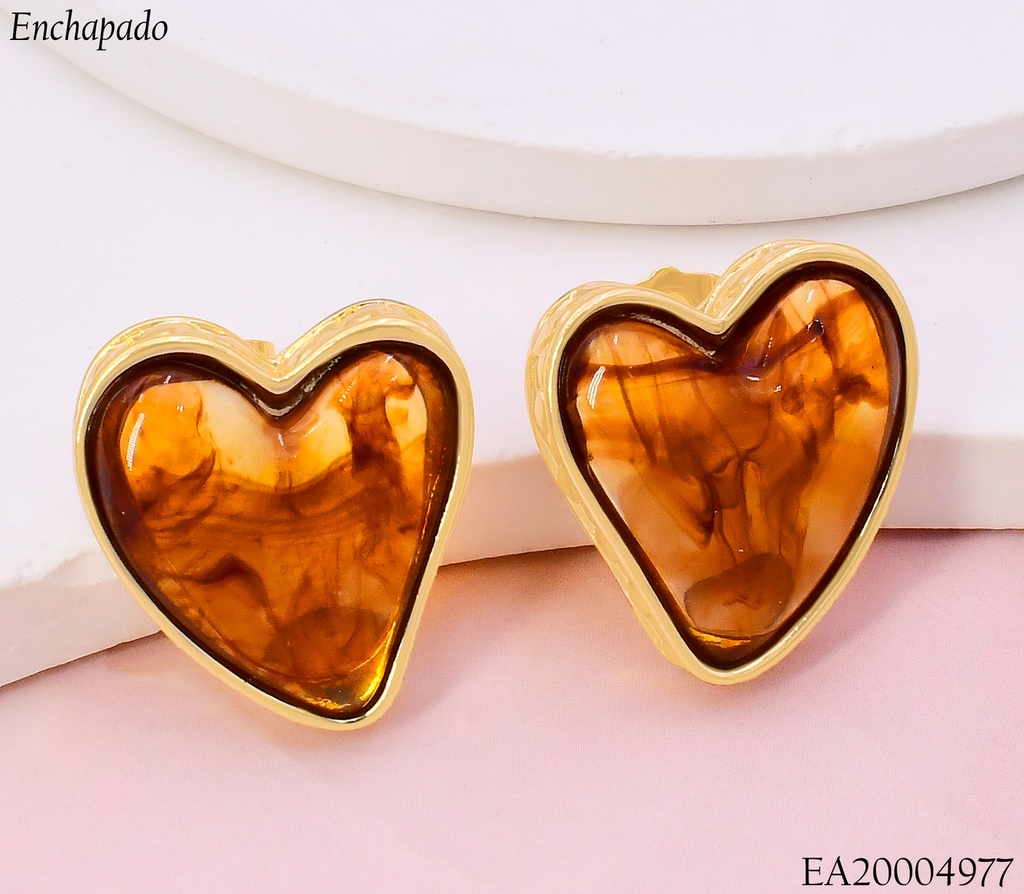 ARETES CORAZON CAFE BORDE ANCHO DOR.EE5149-120
