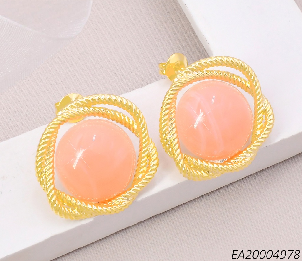 ARETES PIEDRA ROSADA RD.2 LINEAS EE5150-355