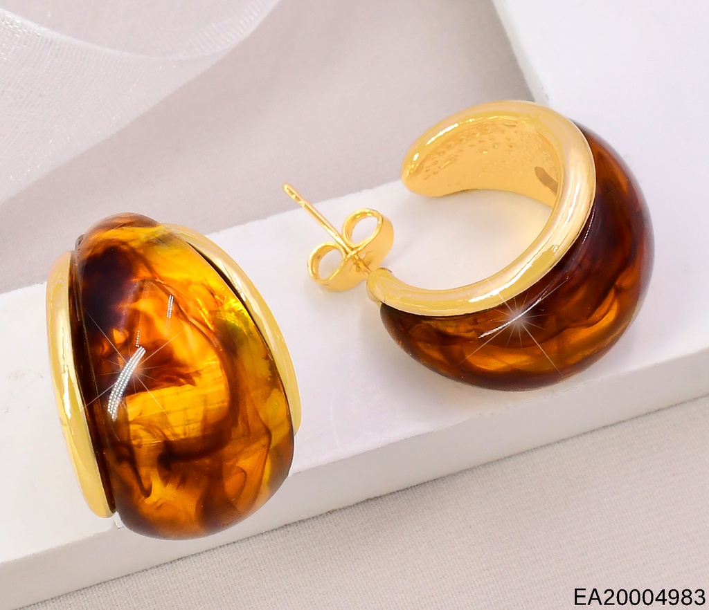 ARETES DORADO "C" PIEDRA CAFE EE5155-120