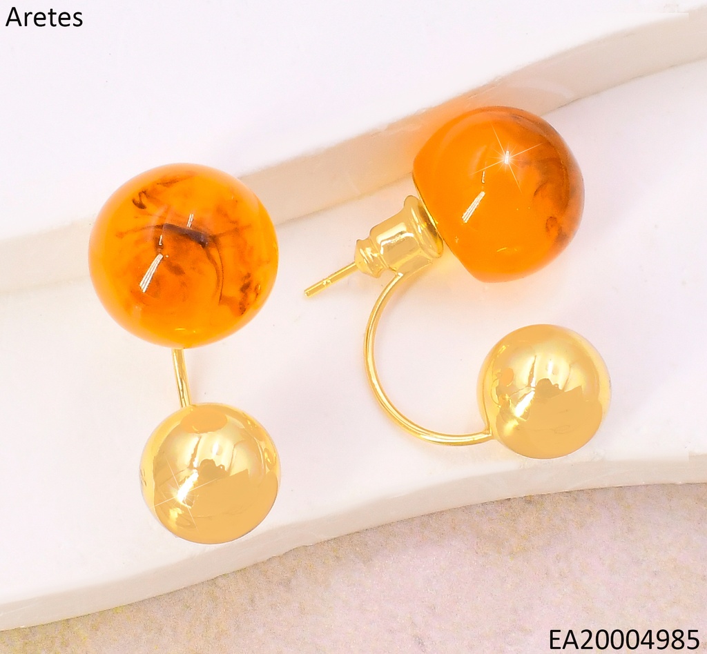 ARETES TELEFONO RESINA NARANJA C/ DORADO EE5161-120