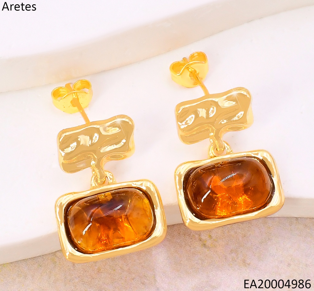 ARETES DORADO RECT. HORIZONTAL/RECT CAFE EE5165-120