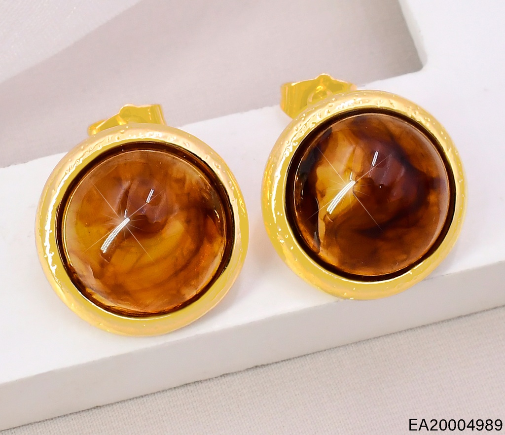 ARETES DOR RD PIEDRA CAFE EE5168-120
